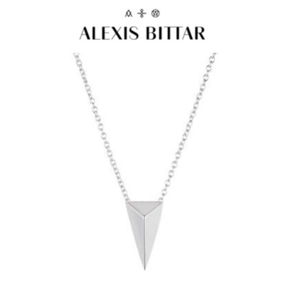 Alexis Bittar Miss Havisham Silver Pyramid Necklace Triangle